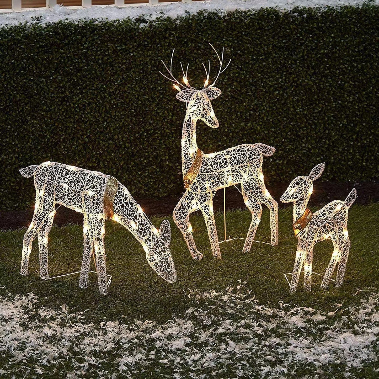 Deer Christmas Iron Art Decoration for Home (Set of 3)