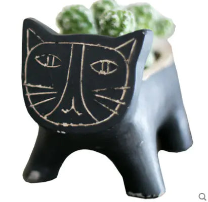 Abstract Cat Planter for Home Decor and Storage