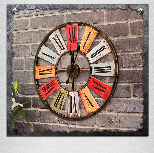 Vintage Iron Wall Clock for Loft Home Decor (Large)