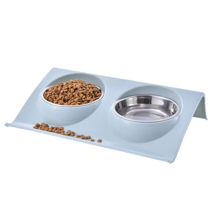 Stainless Steel Double Bowl for Dogs and Cats