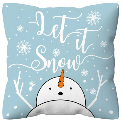 Blue Winter Pillow Covers 18x18 Let it Snow Merry Christmas Snowflakes White Snowman Xmas Decor Throw Pillow Cover Winter Holiday Farmhouse Pillow Case for Home Living Room Decorations