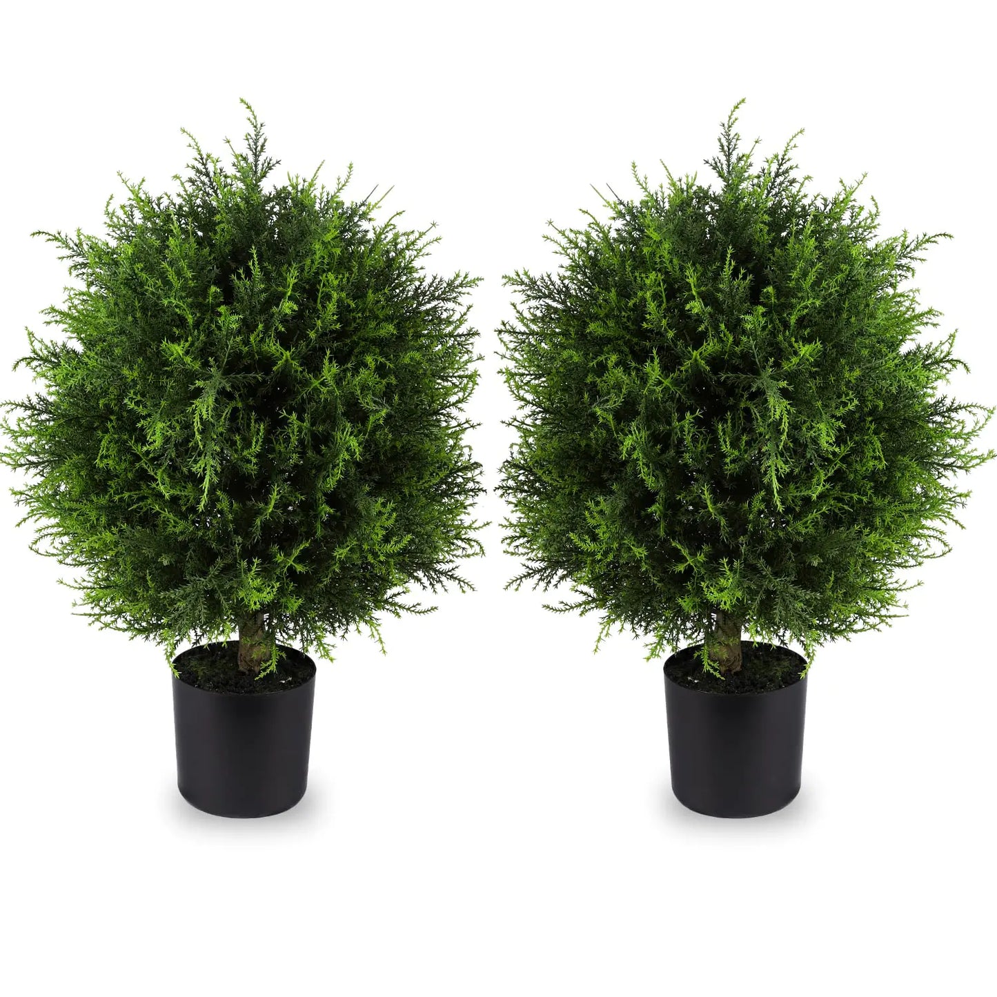 Artificial Topiary Cedar Ball Tree 20 Fake Cedar Potted Plants Artificial Shrubs Bushes Ball Tree for Indoor Outdoor Home Garden Decor (2 Pack)