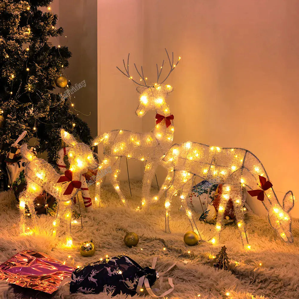Deer Christmas Iron Art Decoration for Home (Set of 3)