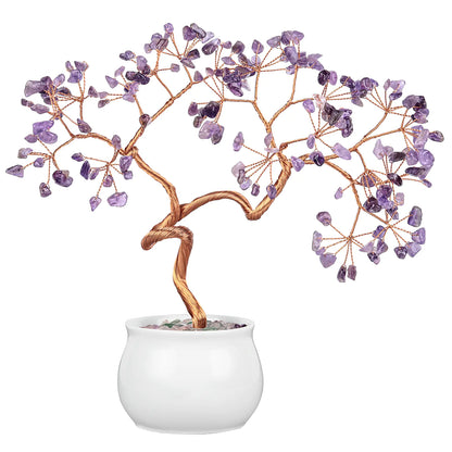 Creative Natural Crystal Tree with Ceramic Pot Decor