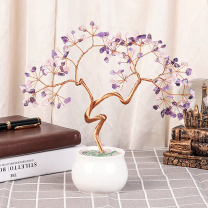 Creative Natural Crystal Tree with Ceramic Pot Decor