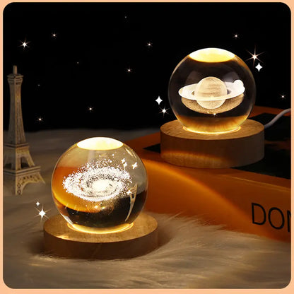 Rechargeable 3D Crystal Ball Night Lamp for Home Decor