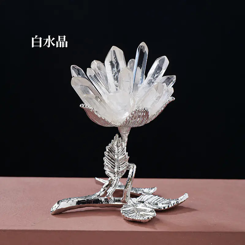 Natural White Crystal Cluster Flower Home Decor Piece