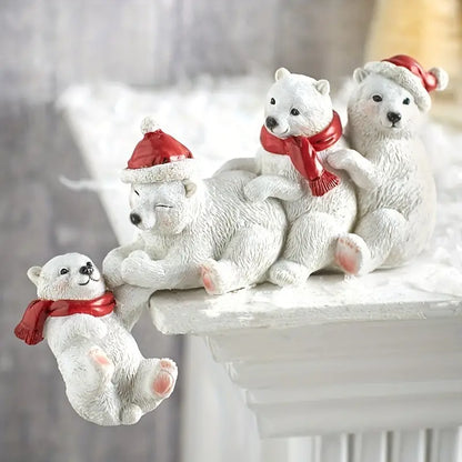 Cute Polar Bear Resin Statue for Home Decor