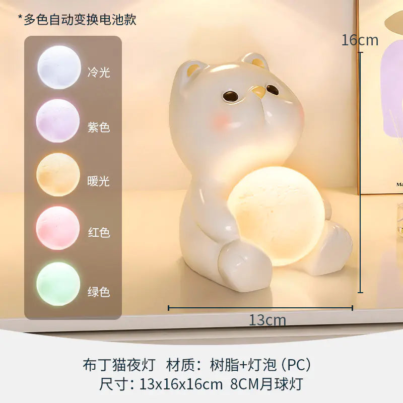 Cute Cat Night Light - Bedroom Decor and Gift