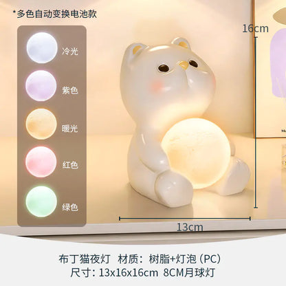 Cute Cat Night Light - Bedroom Decor and Gift