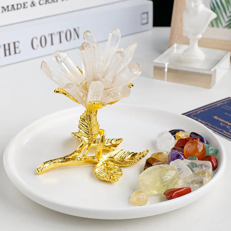 Natural White Crystal Cluster Flower Home Decor Piece