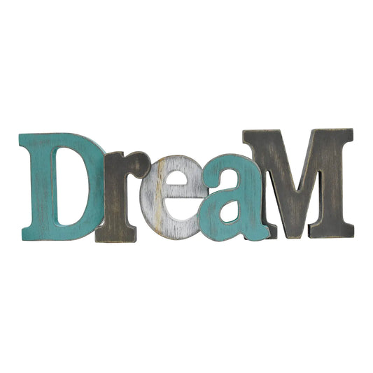 Rustic Wood Dream Word Sign for Home Decor Freestanding Cutout Dream Word Table Decor Centerpiece Decorative Wooden Dream Letters Sign for Wall Shelf Decor