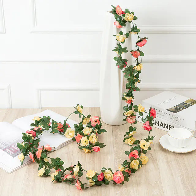 Artificial Rose Garland for Home and Garden Decor