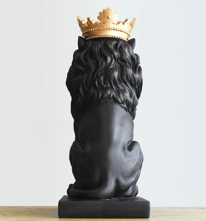 Crown Lion Resin Sculpture for Modern Home Decor