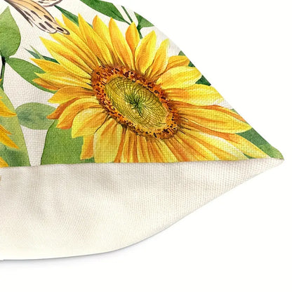 Sunflower Butterfly Printed Throw Pillow Cover