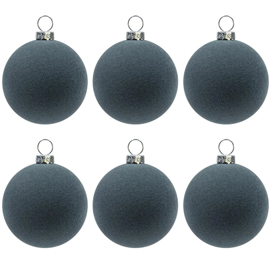 Velvet Christmas Ball Ornaments Gray 6pcs 2.36-Inch for Christmas Tree Decor Wreath Garland Decorations