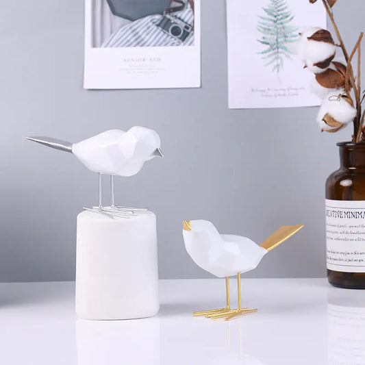 Nordic Gold and Silver Bird Craft Decor for Home