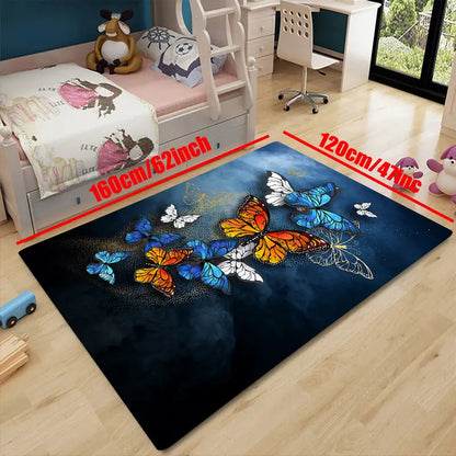 Butterfly Print Non-Slip Rug for Living Room & Bedroom