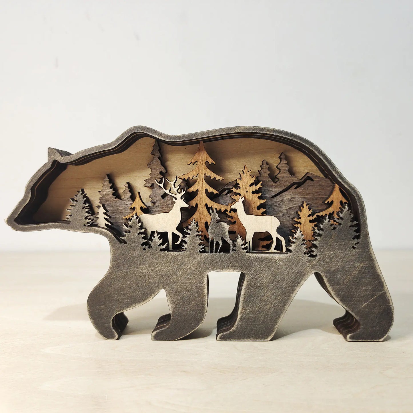 Wooden 3D Animal Carving Wall Decor