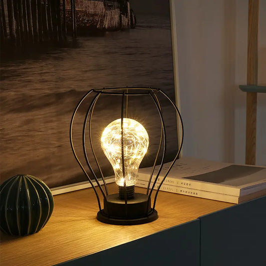 Geometric Iron Art Table Lamp for Creative Decor