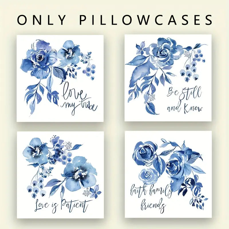 4pcs Floral Digital Print Pillowcases for Home Decor