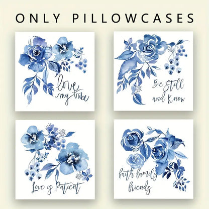 4pcs Floral Digital Print Pillowcases for Home Decor