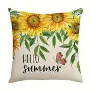 Sunflower Butterfly Printed Throw Pillow Cover