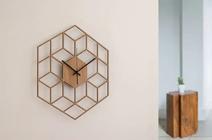 Modern Geometric Wooden Wall Clock for Home Decor