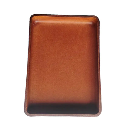 Handcrafted Thick Leather Storage Tray for Home Decor