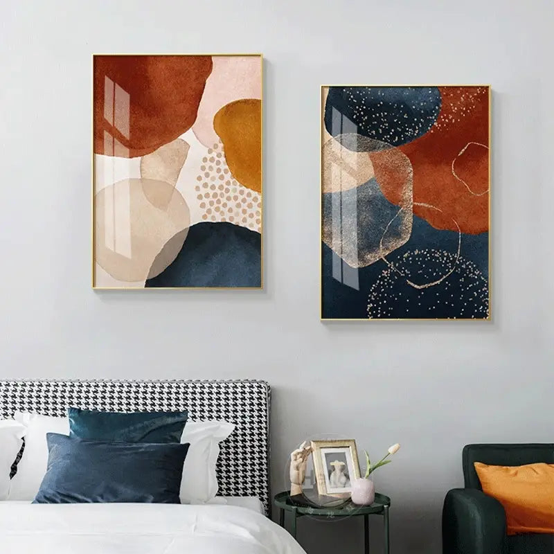 6pcs Frameless Abstract Geometric Line Wall Art Set