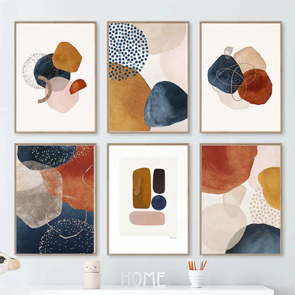 6pcs Frameless Abstract Geometric Line Wall Art Set