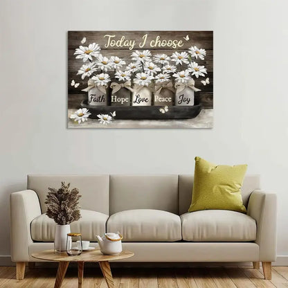 Canvas Flower Butterfly Art Print with Motivational Quote