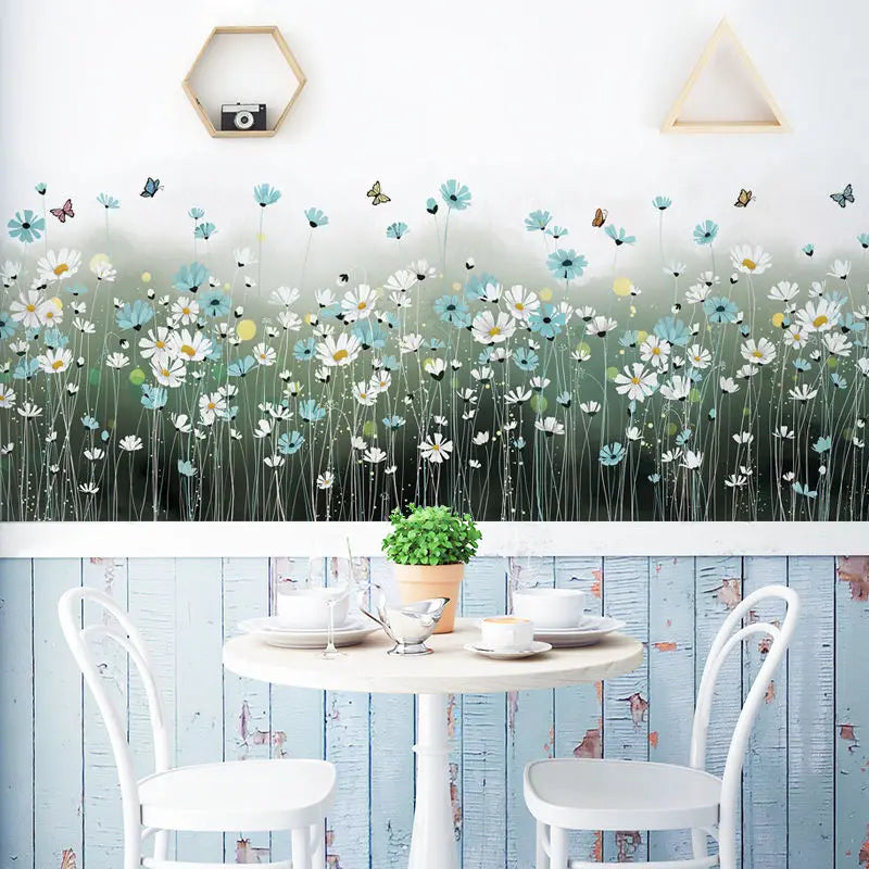Decorative Flower Wall Sticker with Butterfly Decals