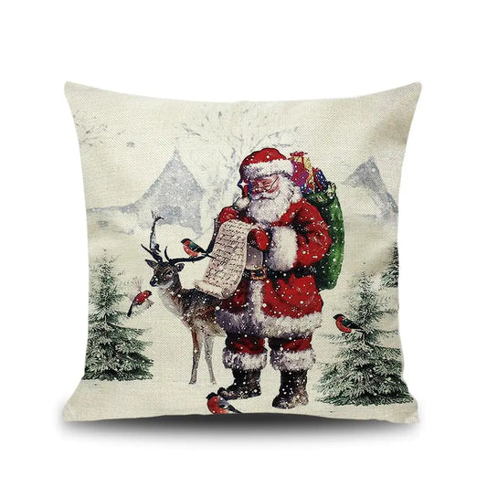Christmas Bar Decor Linen Pillow Cover for New Year