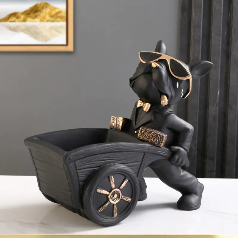 Creative Dog Figurine Key Storage Cart for Home Decor