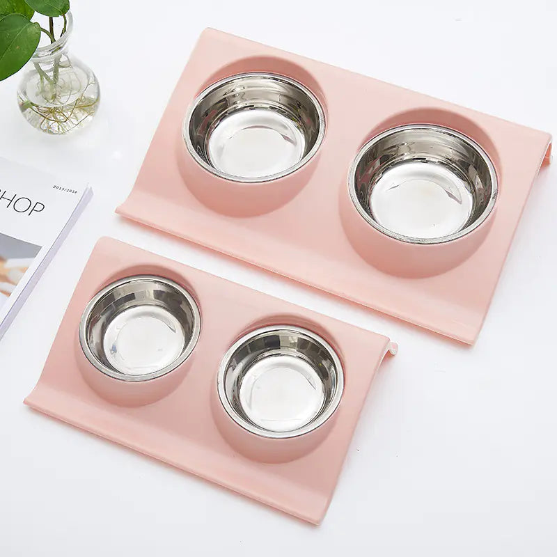 Stainless Steel Double Bowl for Dogs and Cats