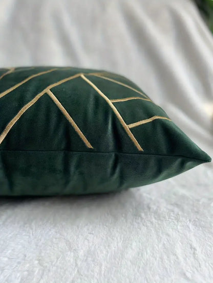 Velvet Embroidered Geometric Pillowcase for Home Decor