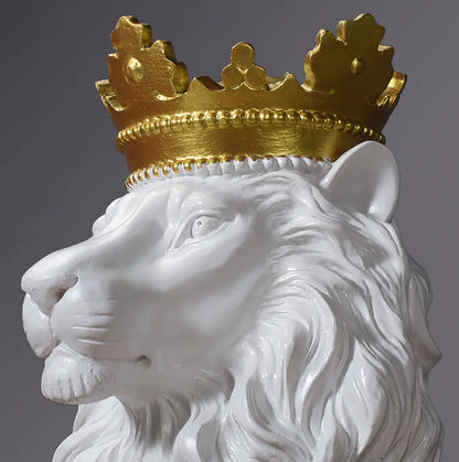 Crown Lion Resin Sculpture for Modern Home Decor