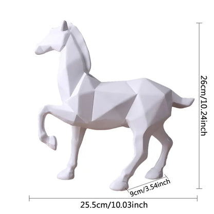 Modern Abstract White Horse Resin Sculpture for Home Decor
