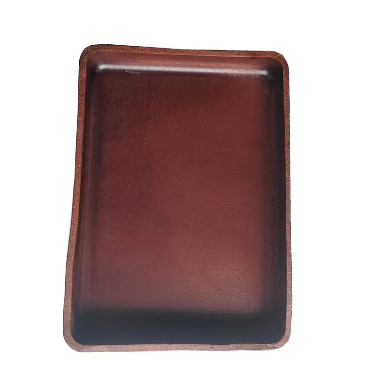 Handcrafted Thick Leather Storage Tray for Home Decor