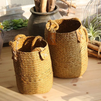 Handwoven Grass Storage Basket for Home Decor