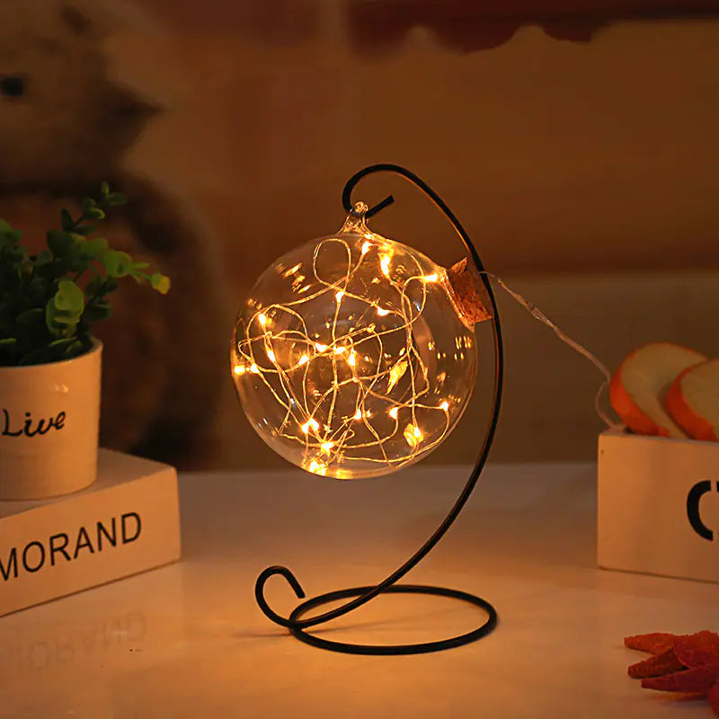 LED Wish Bottle with Glass Cork and Star Decor