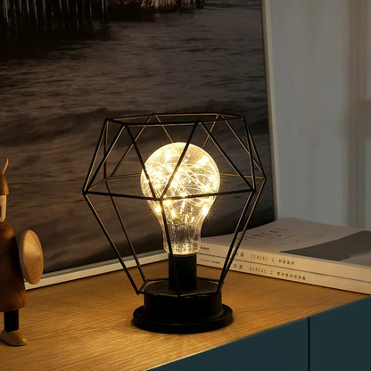 Geometric Iron Art Table Lamp for Creative Decor