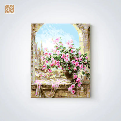 DIY Digital Floral Painting with Frame for Home Decor