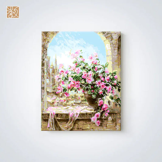 DIY Digital Floral Painting with Frame for Home Decor