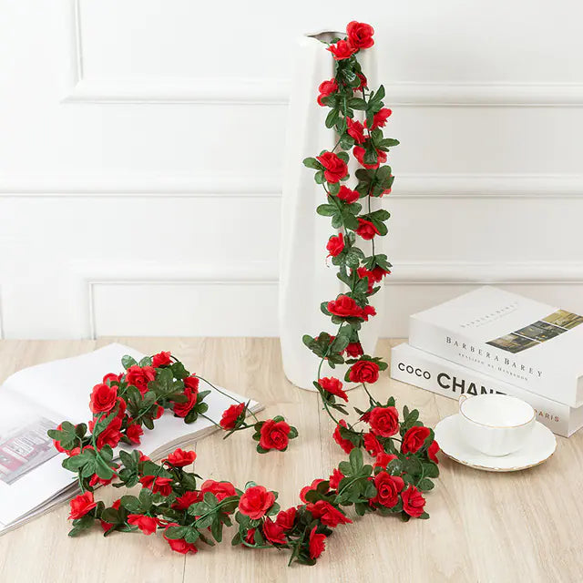 Artificial Rose Garland for Home and Garden Decor