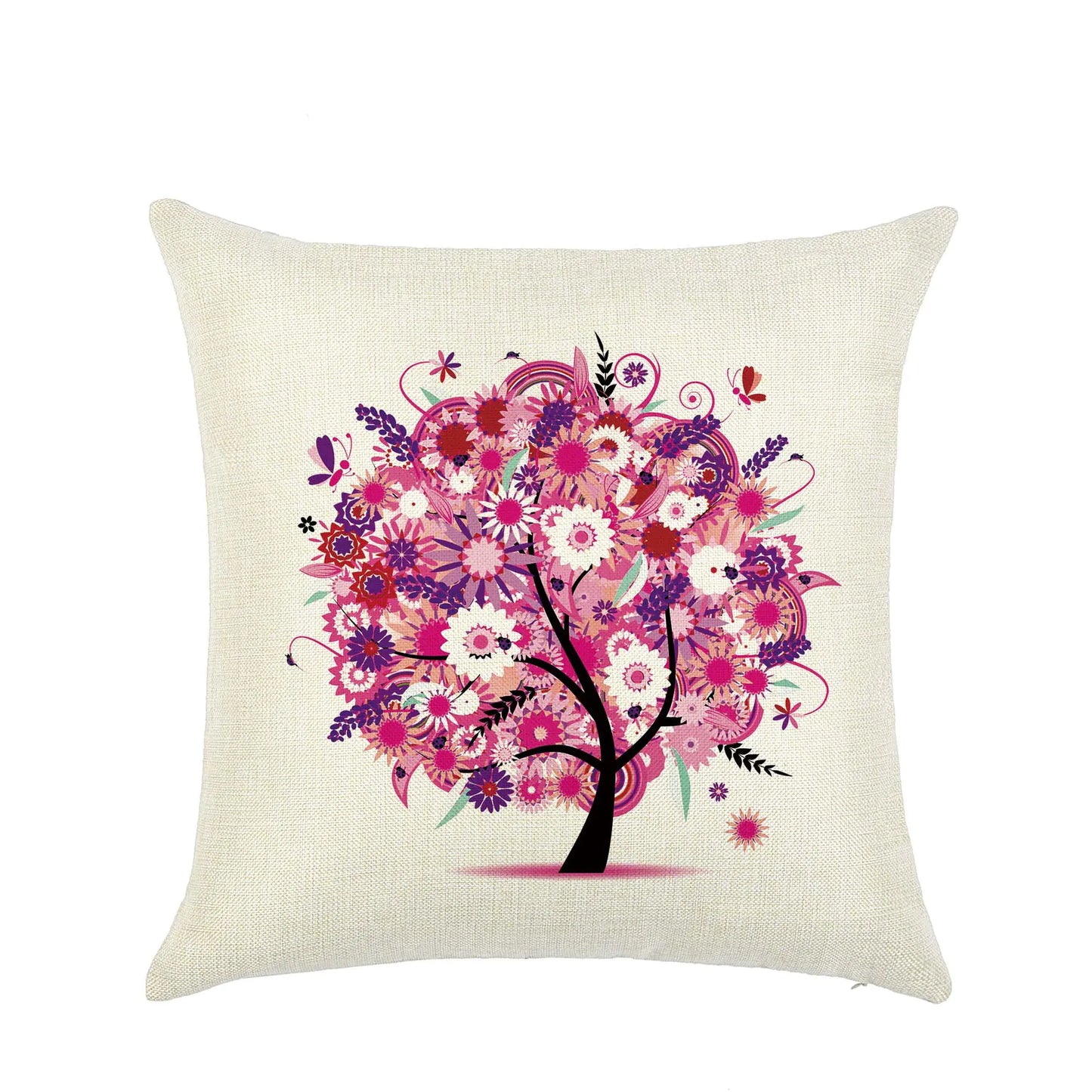 Stylish Cartoon Floral Tree Pillowcase for Home Decor