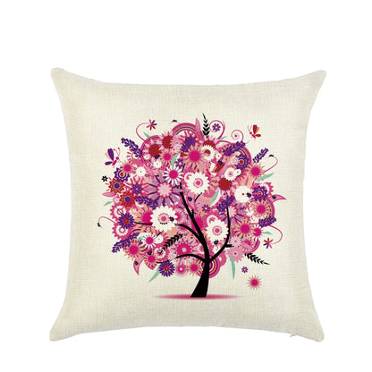 Stylish Cartoon Floral Tree Pillowcase for Home Decor