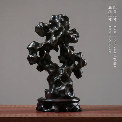 Zen Style Ceramic Taihu Stone Art Desk Decor Piece