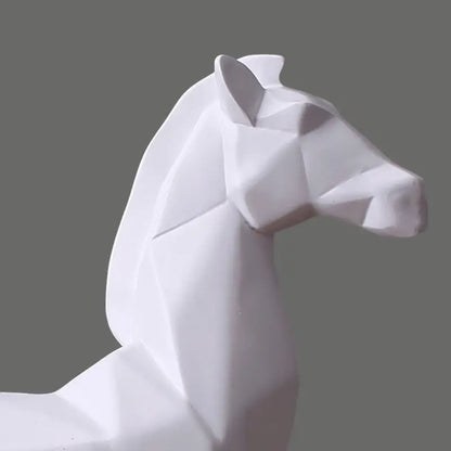 Modern Abstract White Horse Resin Sculpture for Home Decor